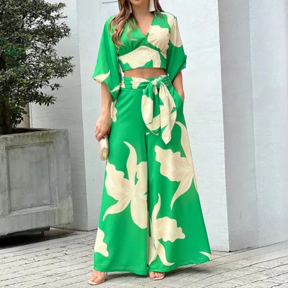wide leg pants set